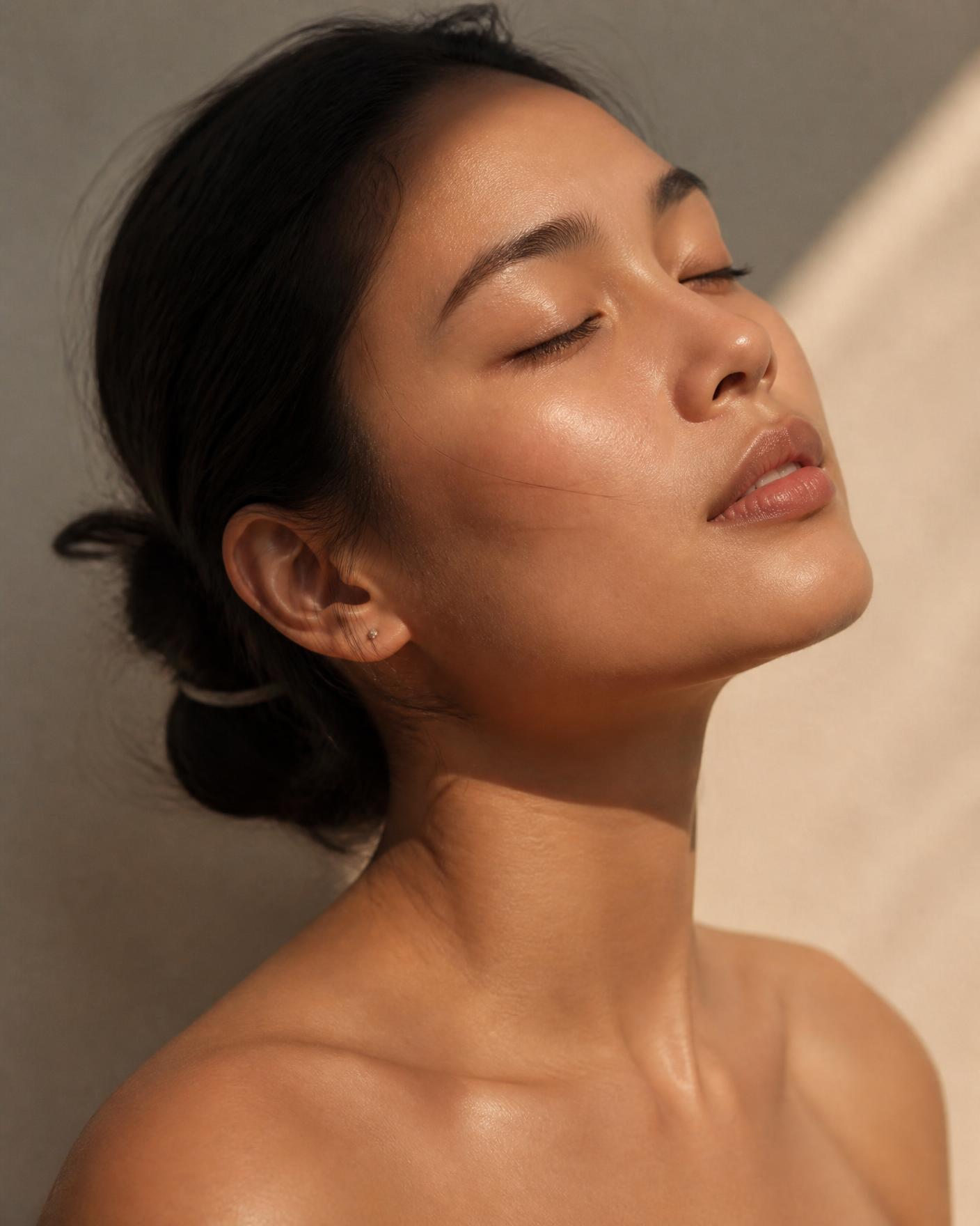 Close-up of clear, luminous skin after advanced dermal treatment
